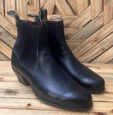 RM williams Men’s Cuban Heel Black Leather Boots Size UK G /US 