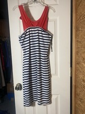 Black Red & White Striped Bodycon Dress Size Medium