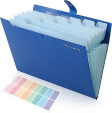 Accordion File Organizer   8-Pocket Expanding Folder for Documents, Blue
