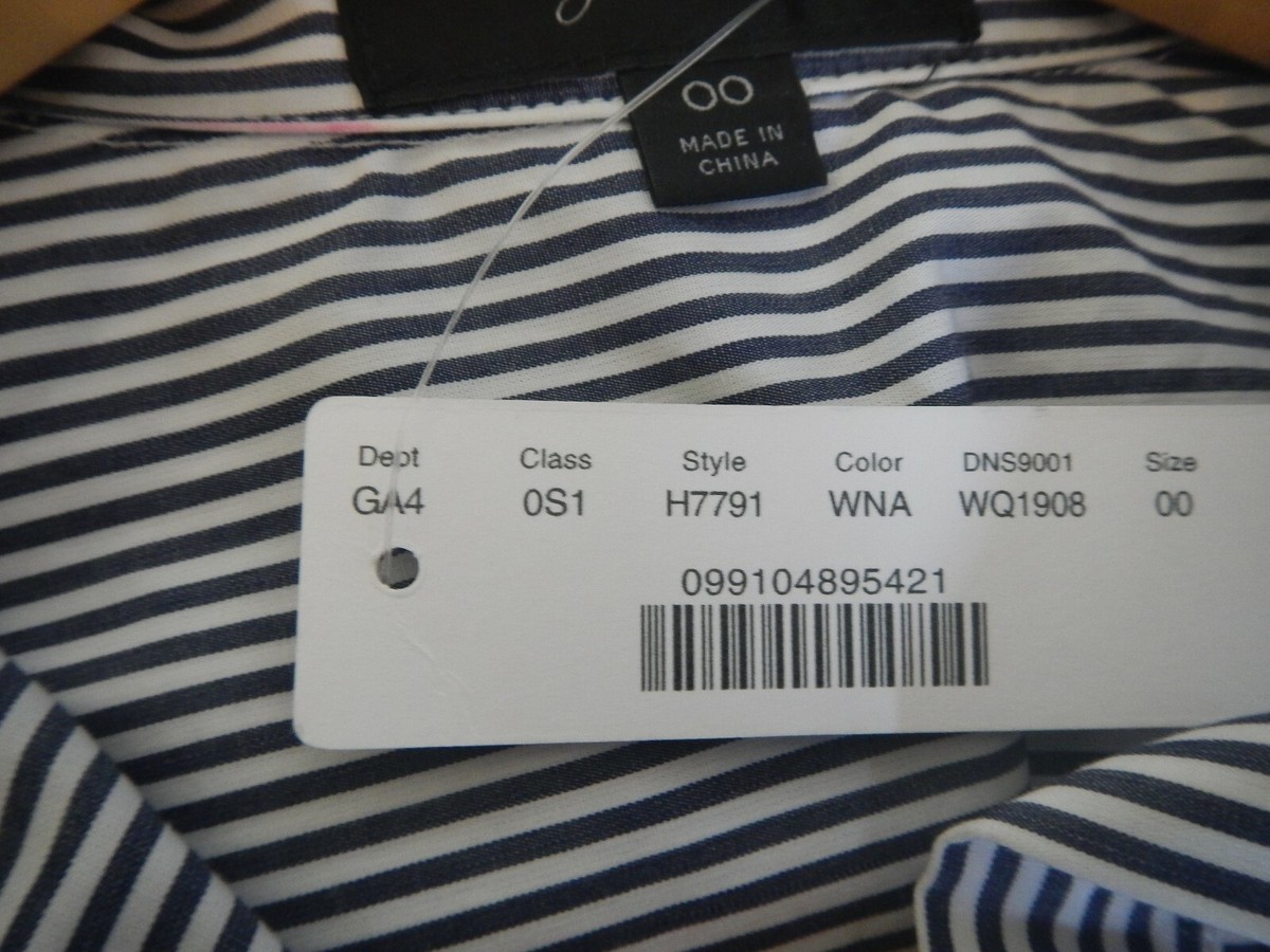 Robe-shirt Rayures Noir Et Blanc J.Crew Taille 00 - Neuf Avec étiquettes, Fermeture à Nouer