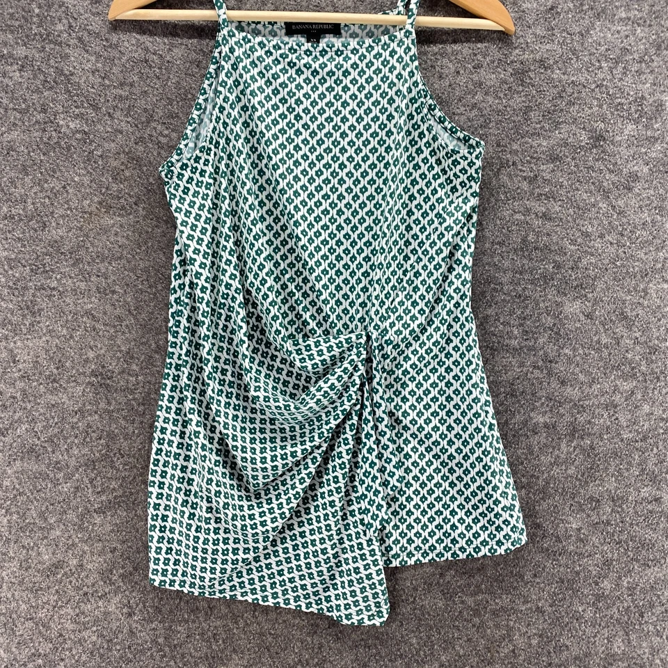 Blusa Banana Republic Mujer XS Verde Geométrica Sin Mangas Cuello Cuadrado Informal Foto 4 de 4