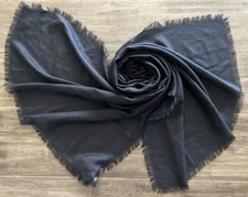 NWOT NORDSTROM Lightweight/Sheer  55% Cashmere 45% Silk Scarf  30"x82" BLACK