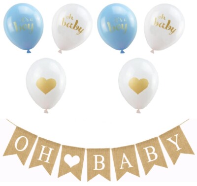 Oh Baby Burlap Banner Garland It's A Boy Blue Baby Shower