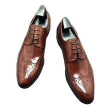 Men Real Leather Dress Formal Shoes Bridegroom Pointy Toe Carved Work Party 45