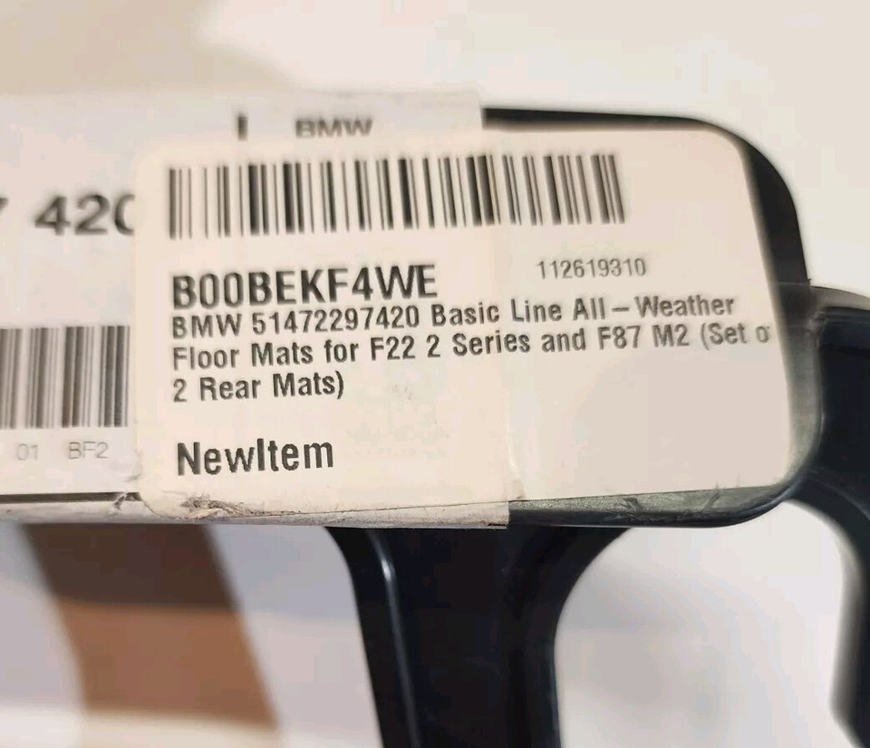 BMW F22 F87 Rear All Weather Rubber Floor Mat Set 51472297420 NEW eBay