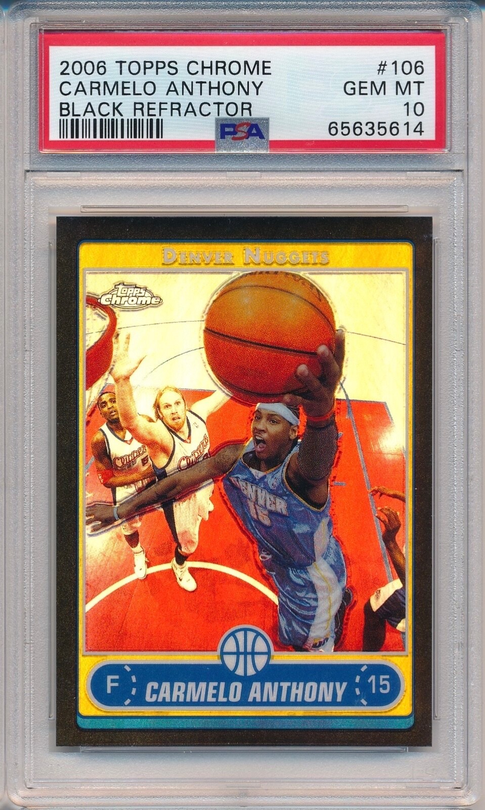 CARMELO ANTHONY 2006-07 Topps CHROME Black REFRACTOR /99 PSA 10 GEM MINT