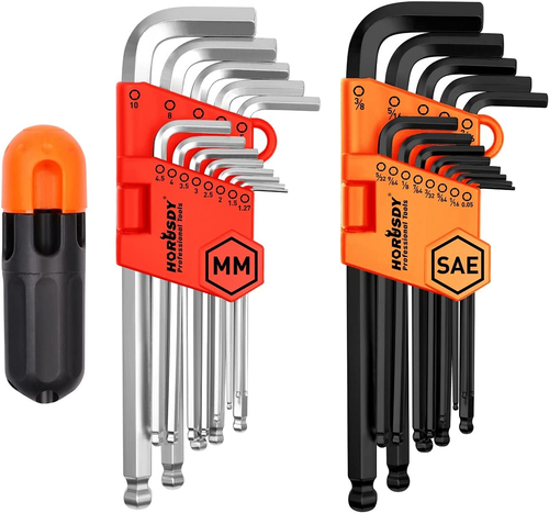 Allen Wrench Set, Hex Key Long Arm Ball End Hex Wrench Set, Inch/Metric T Handle - Picture 12 of 12
