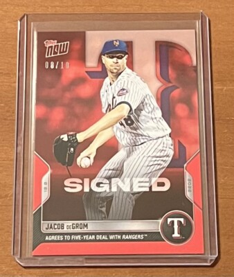2022 TOPPS NOW #OS41 JACOB DEGROM - NUMBERED 8/10 RED PARALLEL - TEXAS RANGERS