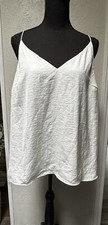 H M Camisole Top Women's Size 12 Ivory Cream V-Neck Spaghetti Strap Top EUC