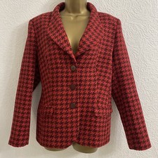 Ladies Blazer Jacket 16 Red Brown Artigiano Bnwot Houndstooth Wool Mix
