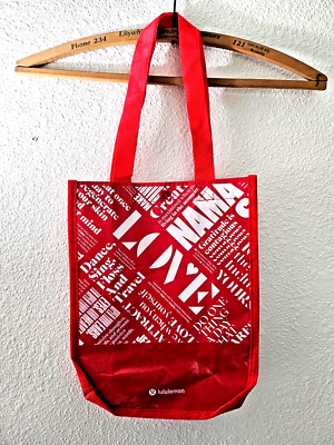 lululemon red and white bag Alpha Chi Omega Everywhere Belt 12 x 9 x 4 Lululemon Tote Carryall bag with white text on red background and Black handles and trim 3 lululemon bag bundle! (White,