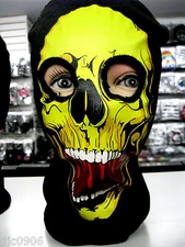 Halloween Pullover Beanie Full Face Yellow Skull face mask costume attire-New!