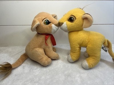 Mattel Disney 1993 Vintage Lion King Simba & Nala Kissing Plush Set Magnetic EUC