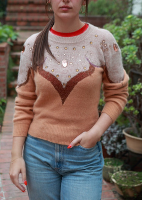 Gorgeous Vintage 80s Krizia Maglia 42 Angora Blend Jewels Sweater Italy
