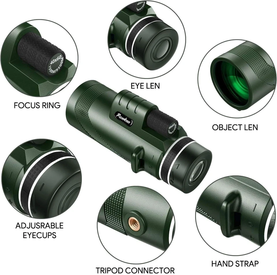 40x60 HD Monocular Telescope Green with Tripod Smartphone Adapter - Image 2 of 4