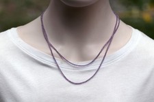 Lavender Amethyst Faceted Round Gemstone Beads 2-3MM Women Choker Necklace 18''