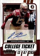 2021 Panini Contenders Draft Picks #325 Joshua Kaindoh RC Auto - FB