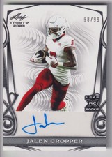 JALEN CROPPER 2023 LEAF TRINITY FOOTBALL AUTOGRAPH AUTO CARD #D 98/99