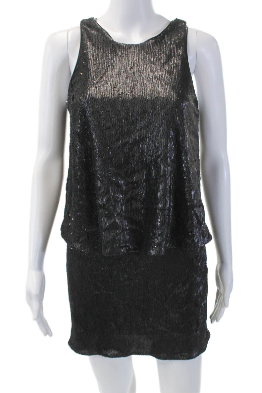 Halston Heritage Womens Sleeveless Sequin Blouson Dress Black Size 2Free Shipping in US $100+ Orders | $6.95 Orders Below