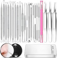 2025 Professional Pimple Popper Tool Kit - 22 PCS Blackhead Remover Silver-22