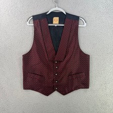 Wah Maker Vest Mens Medium Red Black Diamond Western Victorian Steampunk USA