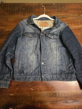 Levi s Soft Blue Jean Jacket Mens L Trucker Western Cowboy Coat Good Condition