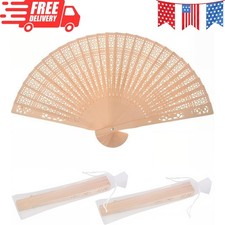 Sandalwood Fan 50 Pcs Hand Fans with 50 Organza Bags Abanicos De Mano Fans