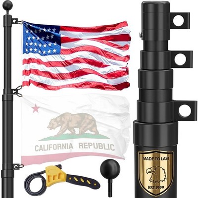 FFILY 11 Gauge Telescoping Flag Pole for Outside House, 20 FT Heavy Duty 45K ...