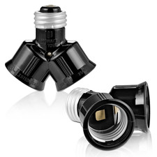 Double Light Socket Adapter, Dual Light Bulb Splitter, Twin Bulb Holder Converte