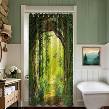 Green Forest Small Shower Curtain Stand up Stall Shower Curtains Rv Narrow Natur