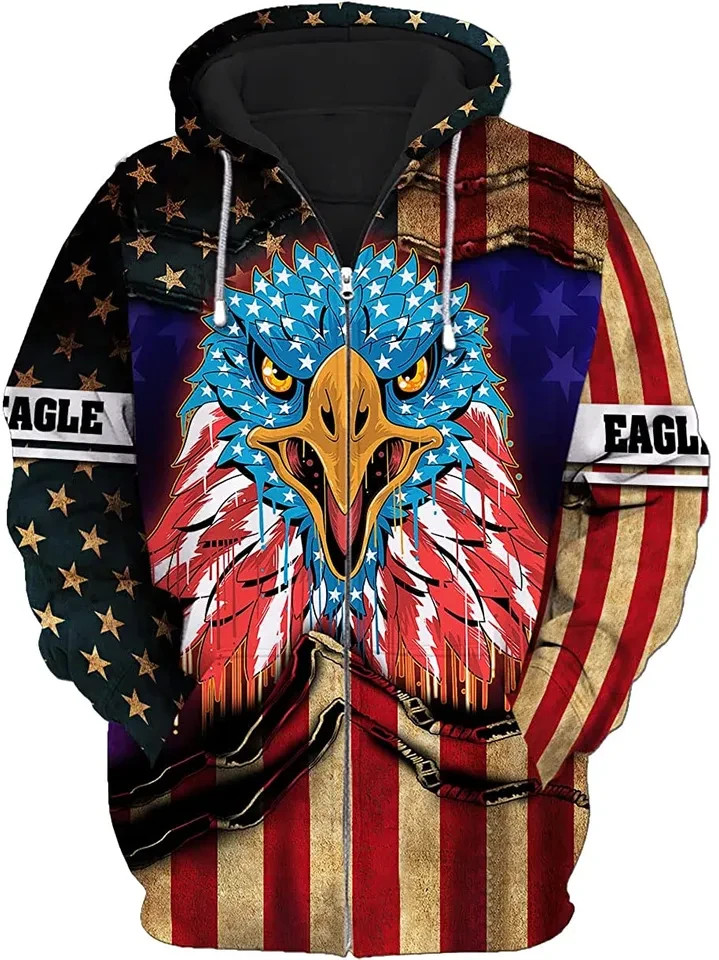 Torn Glory US Flag Design Full Hoodie Zip 
