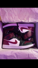 air jordan 1 mid maroon black gold pendants