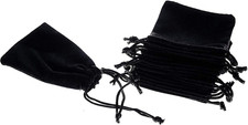 50Pcs Jewelry Velvet Cloth Pouch Black Drawstring Small Bags for Dice 2.75'' X 3