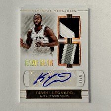 2017-18 National Treasures Kawhi Leonard Gear Game-Worn Jersey Patch Auto 19/25