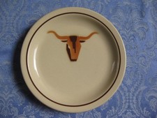 Ancienne assiette western cowboy aérographe Wallace Longhorn Bull Steer