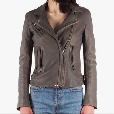 IRO Han Lambs Leather Moro Jacket Grey Women s