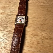 Disney Vintage Time Works Watch Mickey Mouse Brown Leather Band New Battery