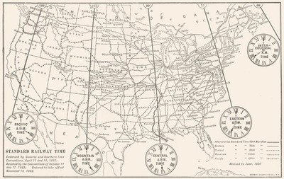 United States Standard Railway Time. Interkoloniale Pazifik Ost &c 1907 Karte