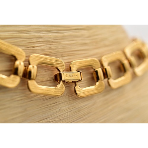 Monet Vintage Halsband Halskette schwarz Emaille Gliederkette gold klobig signiert BinL - Bild 11 von 12