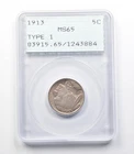 1913 Indian Head Buffalo Nickel Type 1 MS65 PCGS Rattler a3302