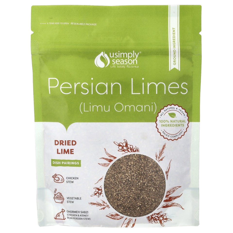 Dried Lime, Persian Limes (Limu Omani), Ground, 4 oz (113 g)