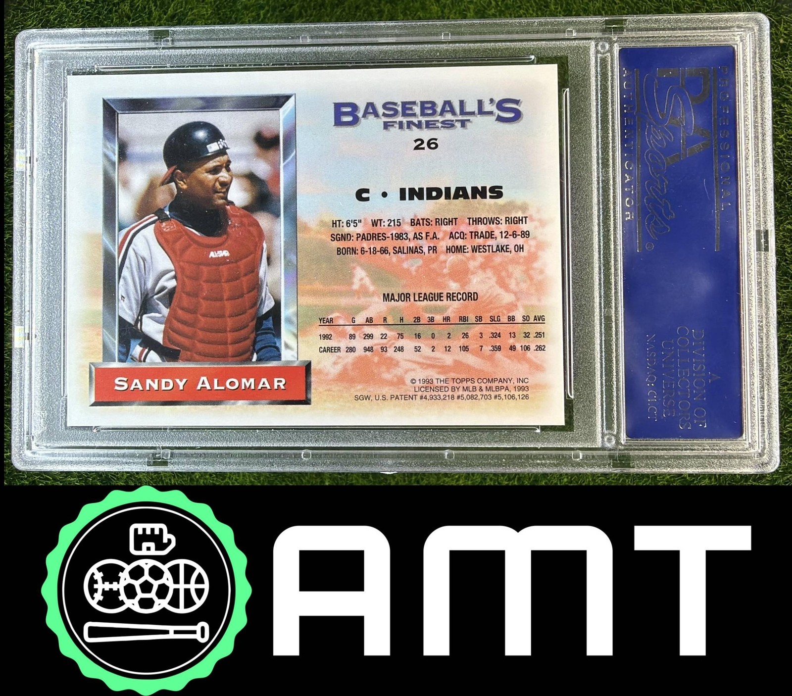 Sandy Alomar Jr. PSA 10 1993 Topps Finest Refractor Cleveland Indians #26 2509 view 2