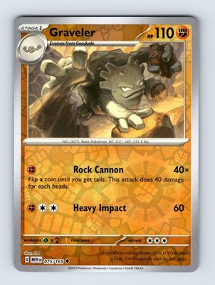 Graveler - Scarlet & Violet 151 075/165 - Reverse Holo - Uncommon - NM - Pokémon