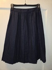 Vintage 70's Navy Blue Wool Pleated Skirt. 14