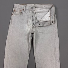 Vintage Levis 501 Jeans Mens 28x34 Gray 90s Y2K Made USA Button Fly Tag30x34 