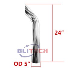 5 In Semi Truck Chrome 5 X24 36 48 60 L Bull Horn Stack Pipe Exhaust Tube