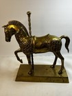 VTG Brass Carousel Horse On Brass Base 10.5”T 9” L 3.5” W — photo 2