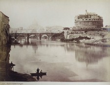 Ponte e Castel S. Angelo, Rome, Italy, Original Mounted Albumen Print