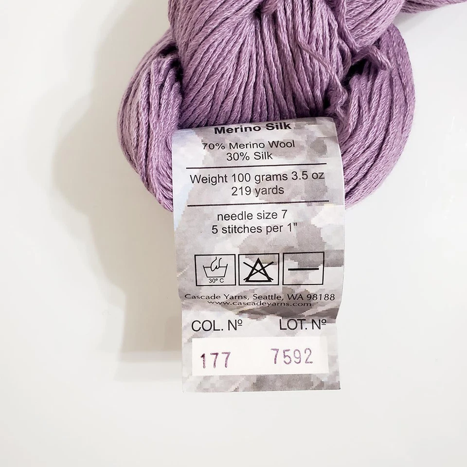 Cascade Yarns Venezia Worsted 177 Lilac Merino Wool Silk 100g 219yds - Image 3 of 4