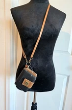 Stone Mountain Leather Crossbody Wallet Lipstick Small Purse Design Black Brown